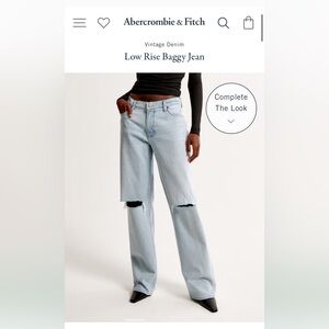 NEW Abercrombie & Fitch size 2 “The Baggy” low rise jeans